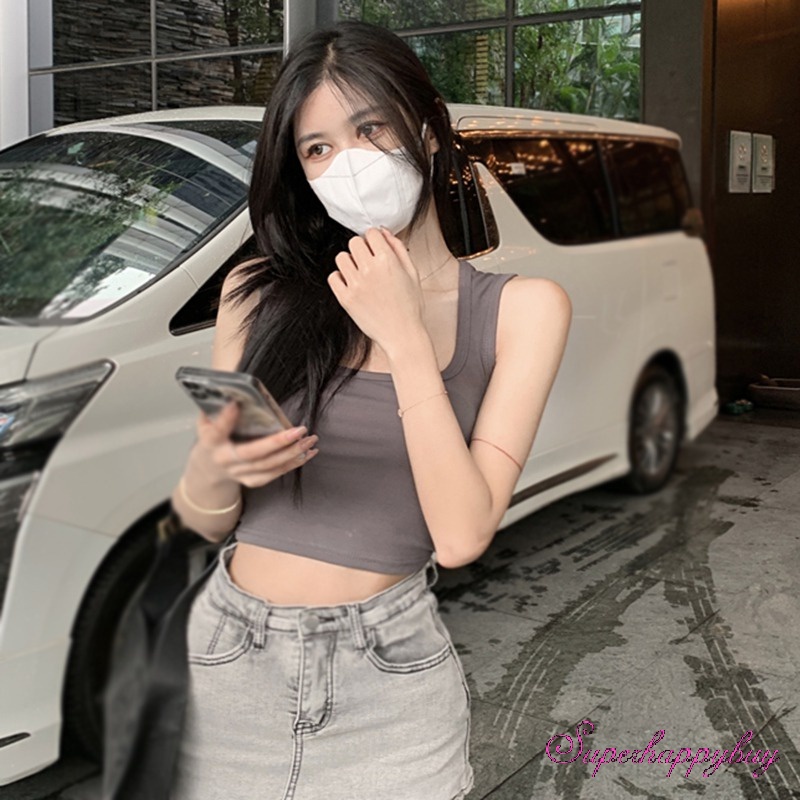 Áo Tank Top Cổ Vuông Kiểu Dáng Thể Thao Trẻ Trung Năng Động Dành Cho Nữ C24