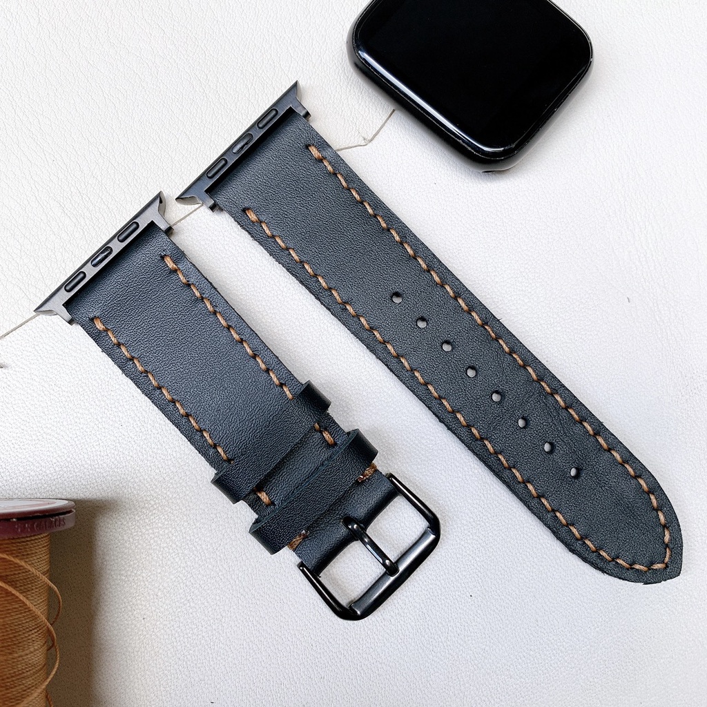 Dây Apple Watch da bò khâu tay 2 lớp, đủ các seri 1,2,3,,4,5,6...38mm,40mm,42mm,44mm