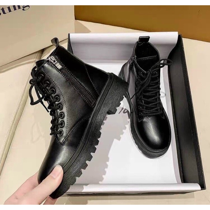 [MÃ CHAOC2022 giảm 5k] Bốt kéo khóa đen trơn da mềm ulzzang (hàng đẹp) - Hình thật ở cuối | BigBuy360 - bigbuy360.vn