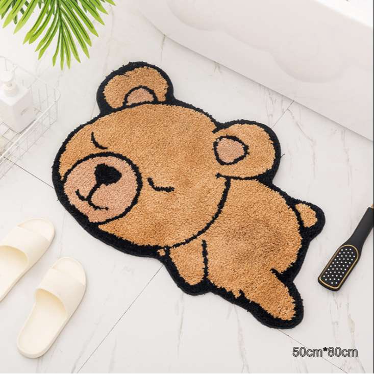 Thảm lót cửa chùi chân chống trượt thấm nước nhanh khô hình gấu nâu