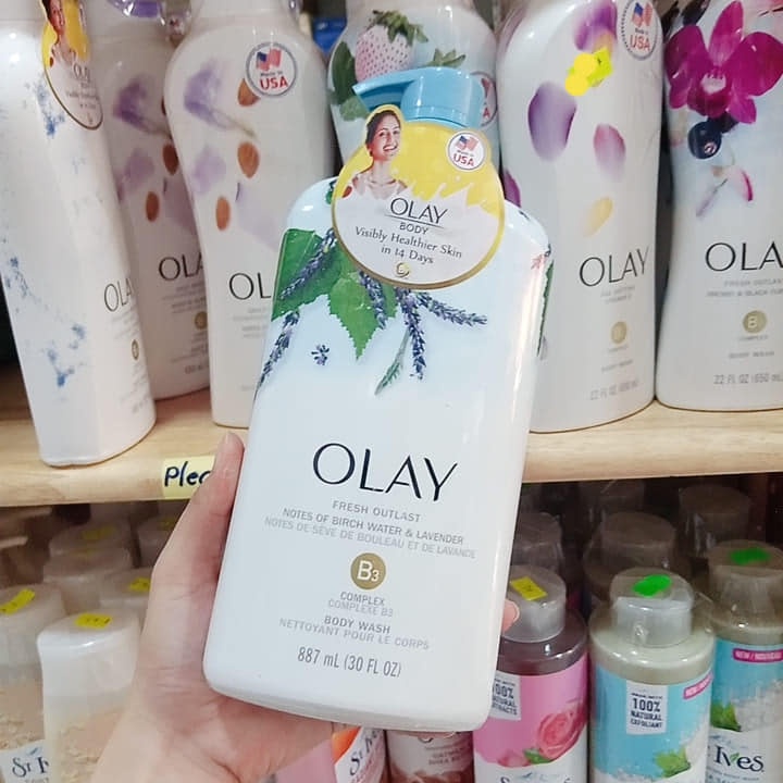 SỮA TẮM HOA OẢI HƯƠNG VÀ LÁ CÂY BẠCH DƯƠNG OLAY FRESH OUTLAST PURIFYING BIRCH WATER &amp; LAVENDER 887ML - 10612