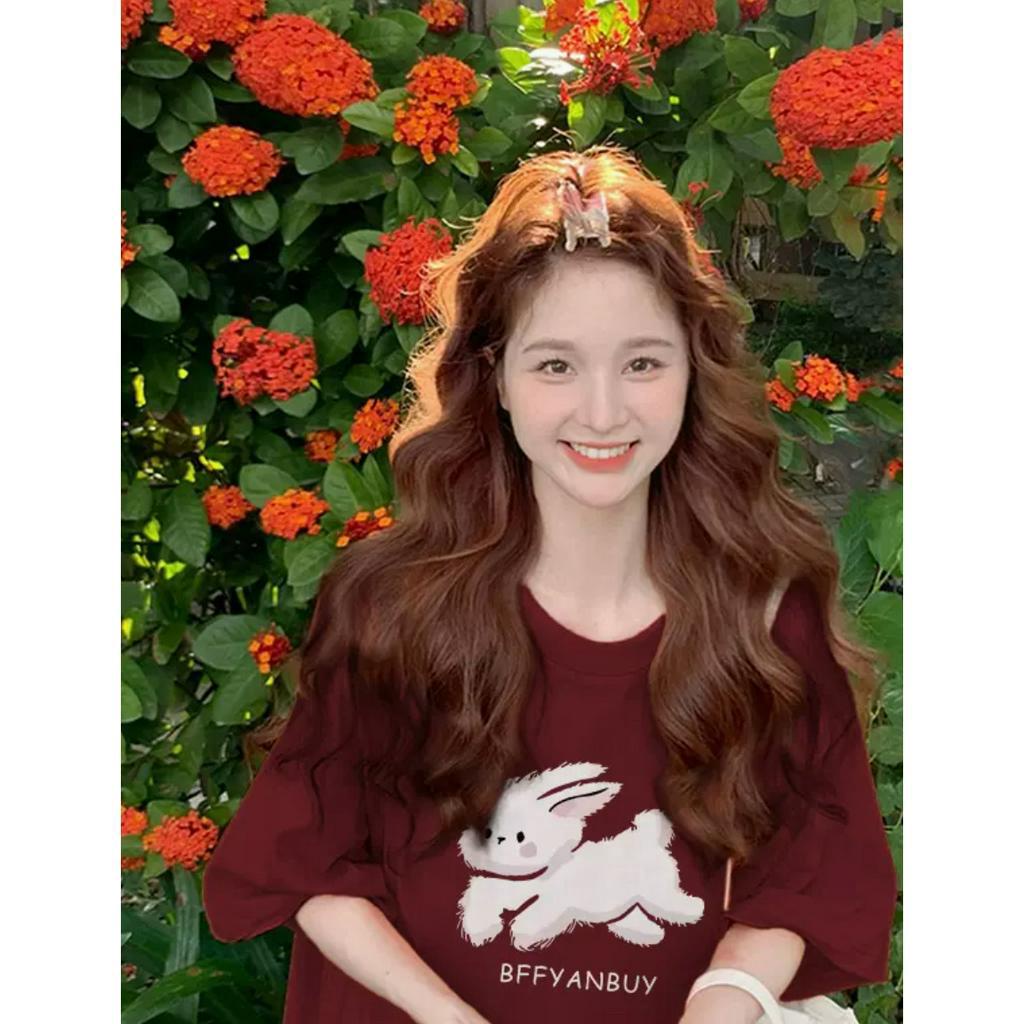 Ethelgirl Áo Thun Tay Ngắn In Hình Thỏ Thời Trang Hàn Quốc Dành Cho Nữ