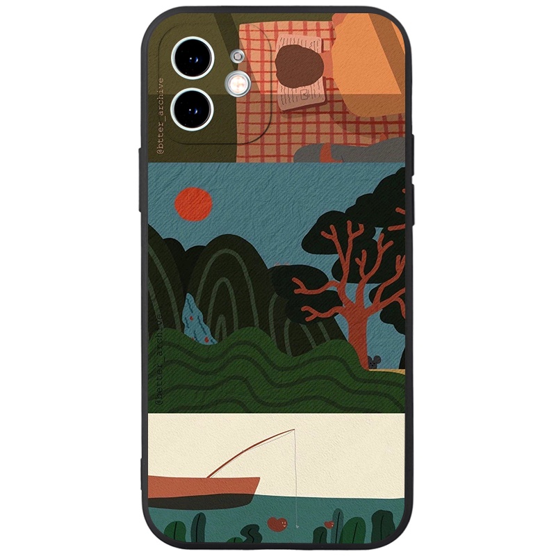 Ốp lưng JURSUE mềm viền vuông kute dễ thương đẹp cho iPhone 13 12 11 Pro Max SE 2020 X XR XS 8 7 ip 6S 6 Plus Y2038