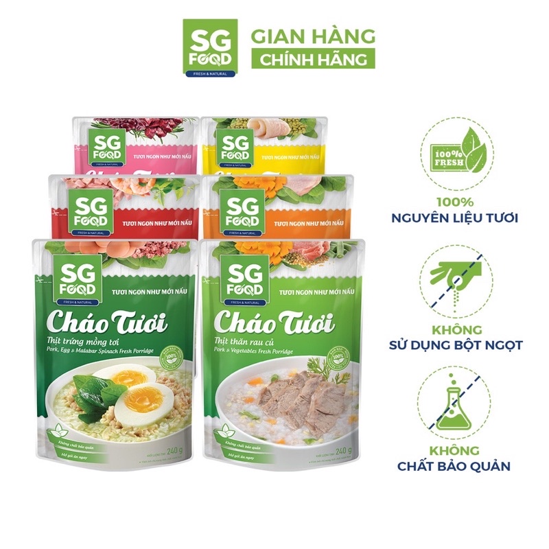 Combo 15 gói cháo tươi SG Food 240 đủ vị