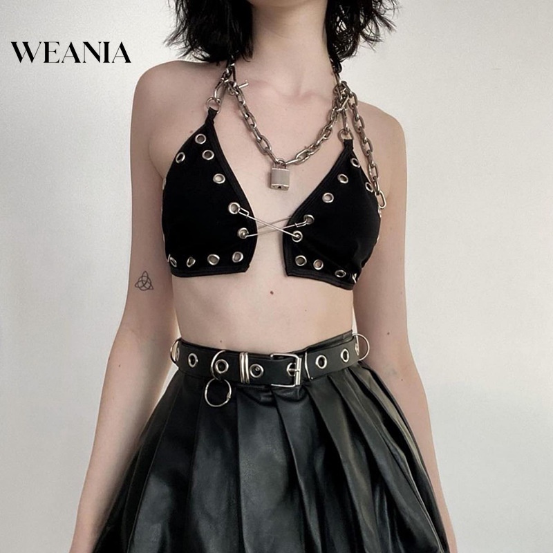 Áo Hai Dây Hở Lưng Phong Cách Punk Cá Tính Cho Nữ