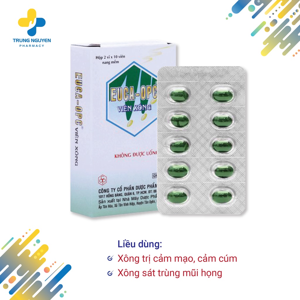 Viên xông EUCA OPC - xông khi cảm cúm, xông sát khuẩn mũi họng