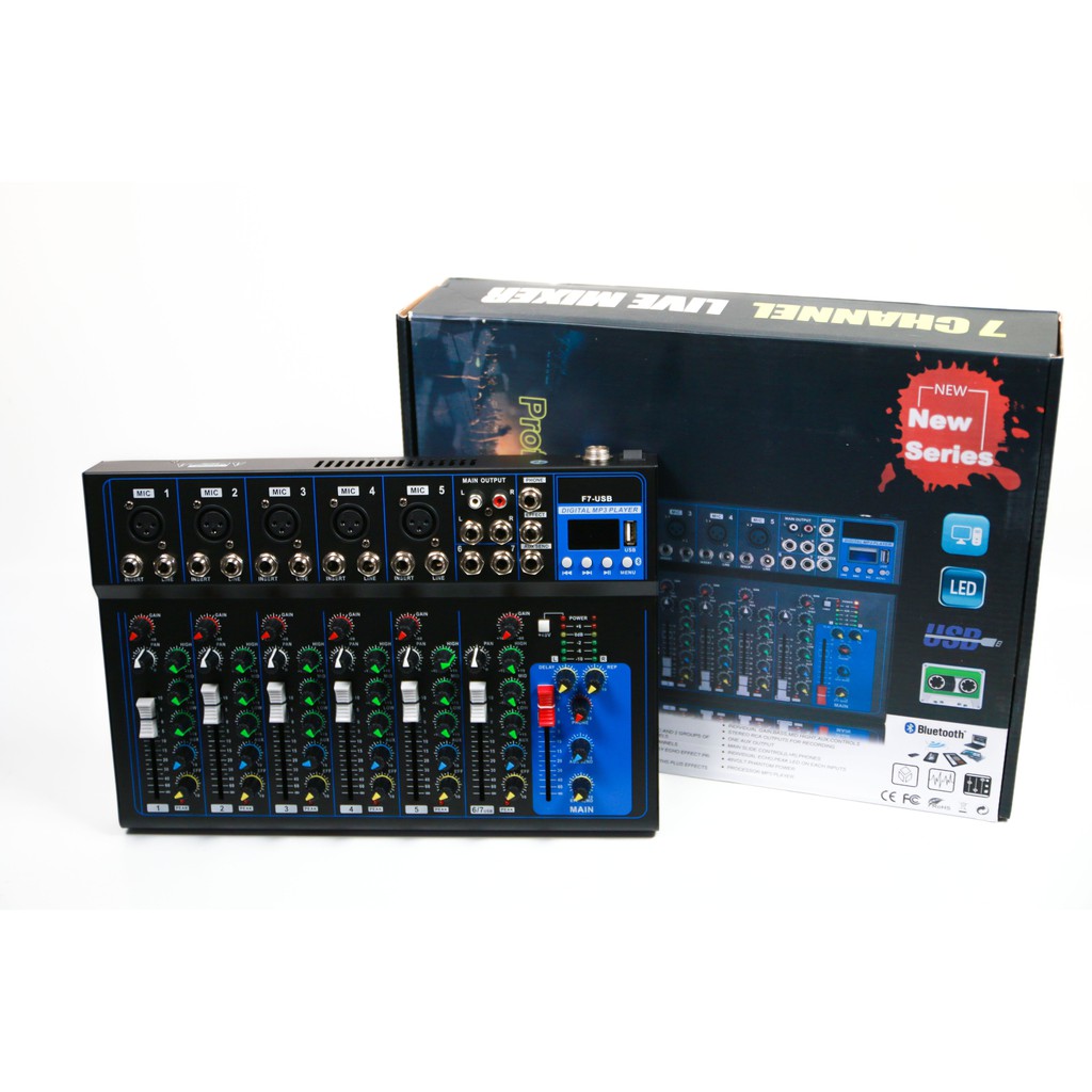Bàn mixer yamaha F7 bluetooth, dùng thu âm, livetream fb,.- điều chỉnh âm thanh chuyên nghiệp