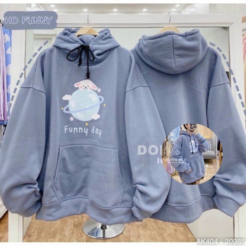 Áo Hoodies Nữ Chui Đầu Chất Nỉ Dày Mịn Nón Lớn 2 Lớp Form Rộng In Cừu Funny Mặc Đẹp Hot Trend NEW UNISEX