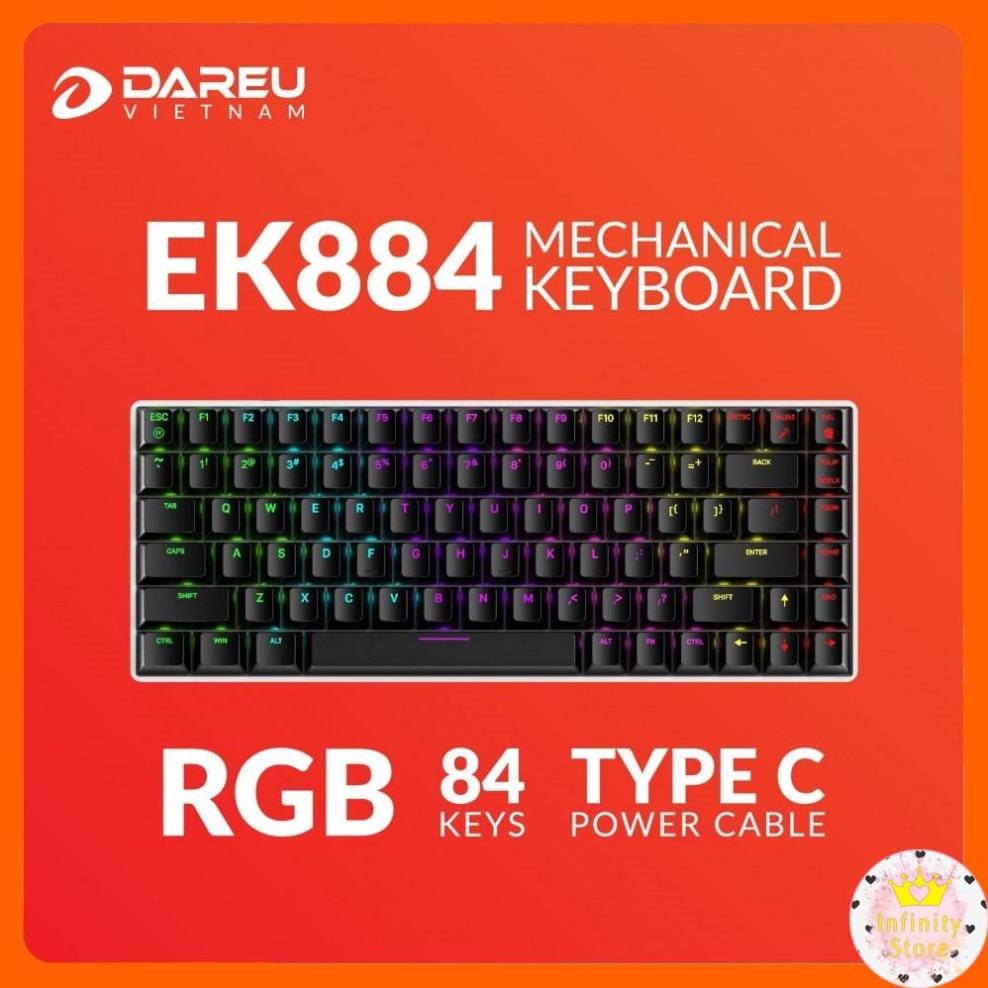 [Mã 33ELSALE hoàn 7% đơn 300K] BÀN PHÍM CƠ DAREU EK884 84KEY LED RGB INFINY DECOR