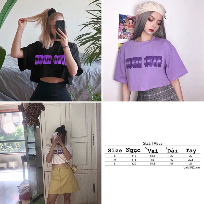 ÁO CROPTOP TAY LỠ PHỐI CHỮ 3D