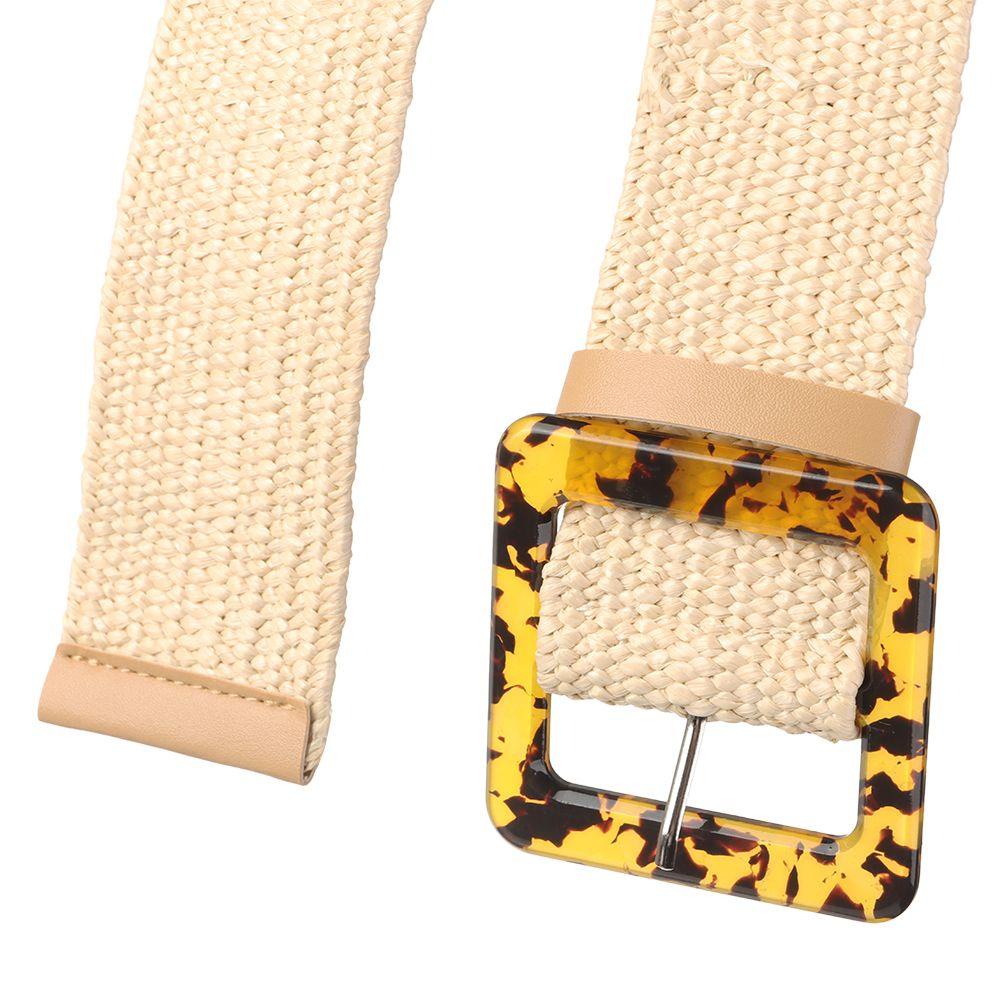 Thắt Lưng Bện Cói Họa Tiết Da Báo Phong Cách Bohemian