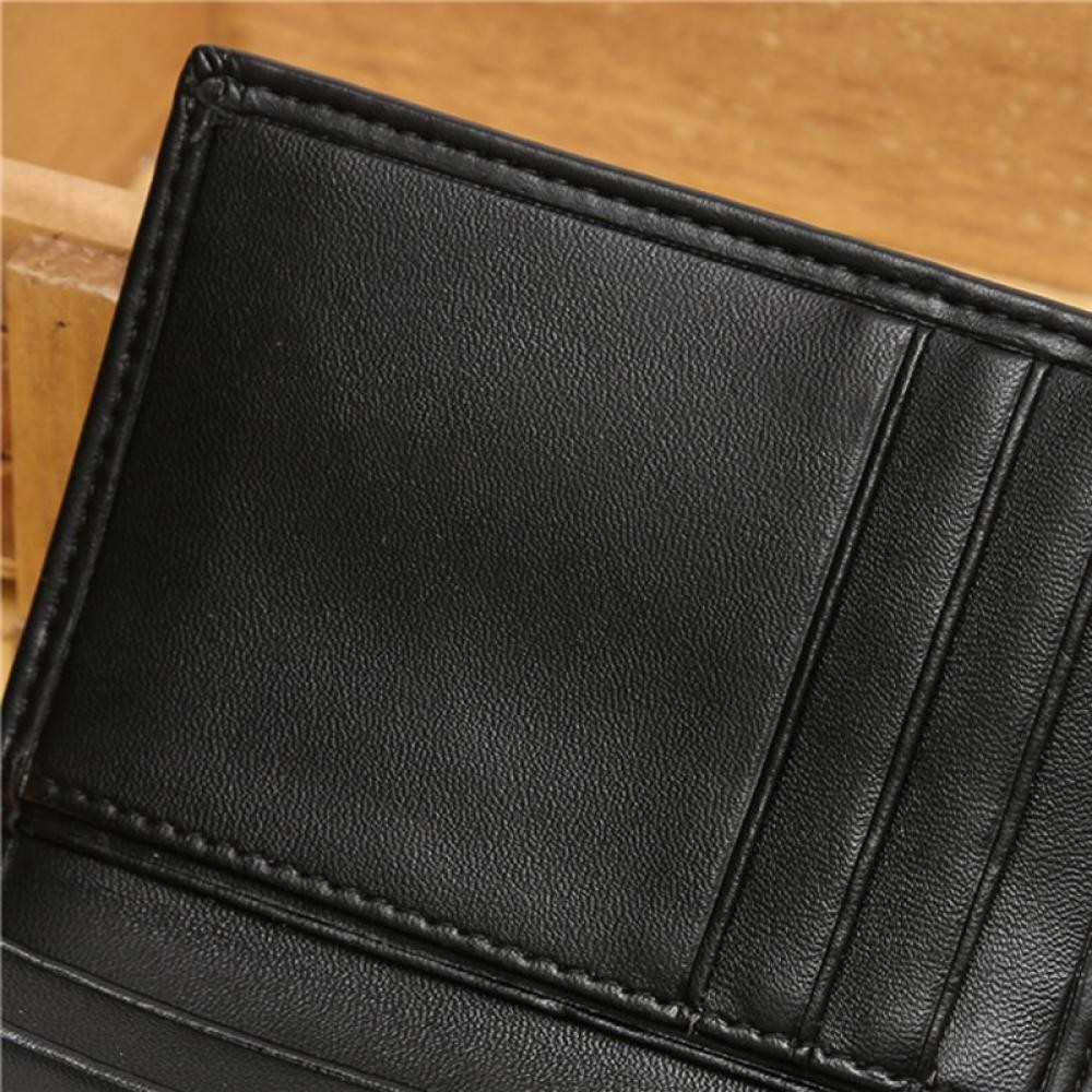 Black Bifold Men &Apos;S Genuine Leather Wallet Money Clip Purse