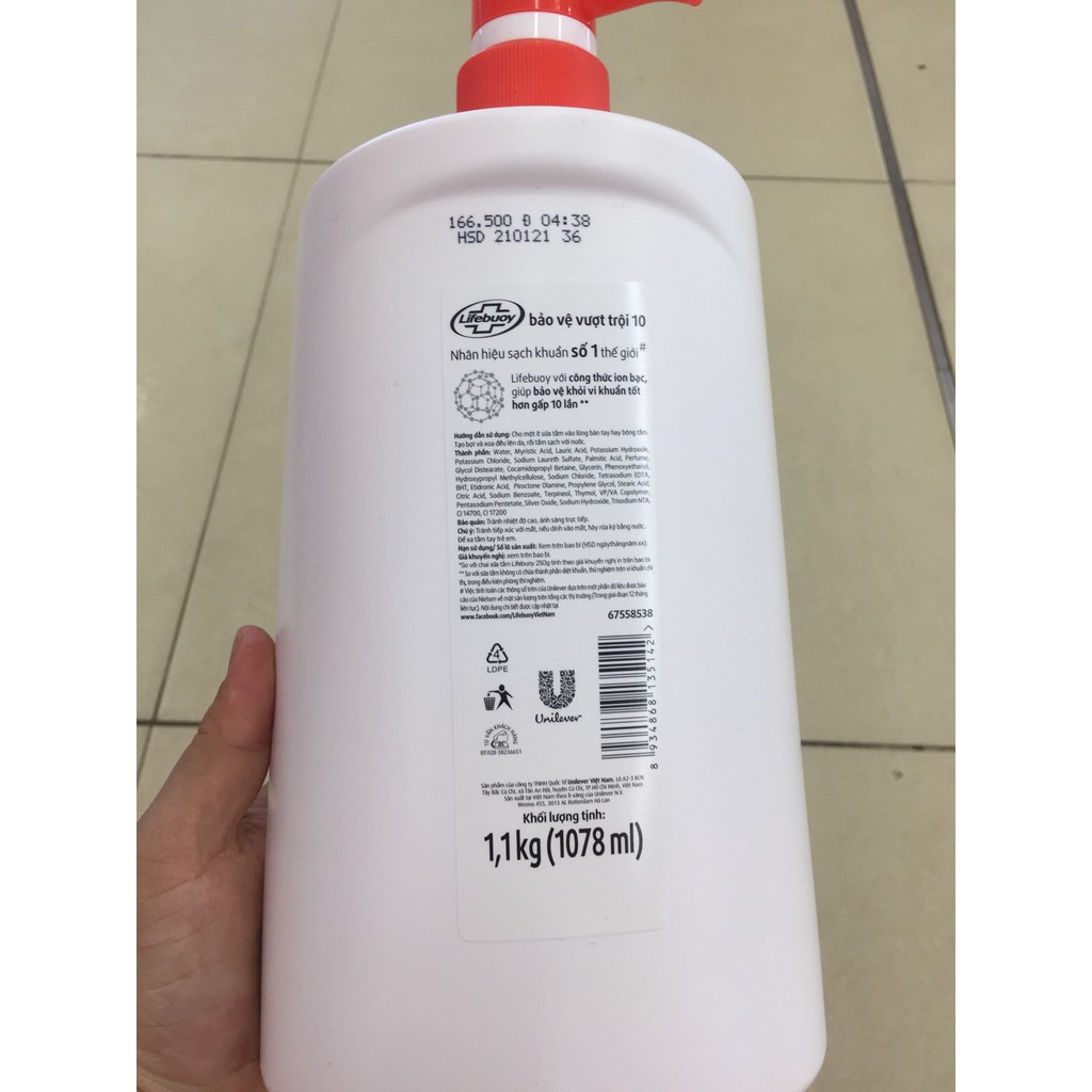 Sữa tắm Lifebuoy Chai 1,1kg (dạng chai lớn mới)