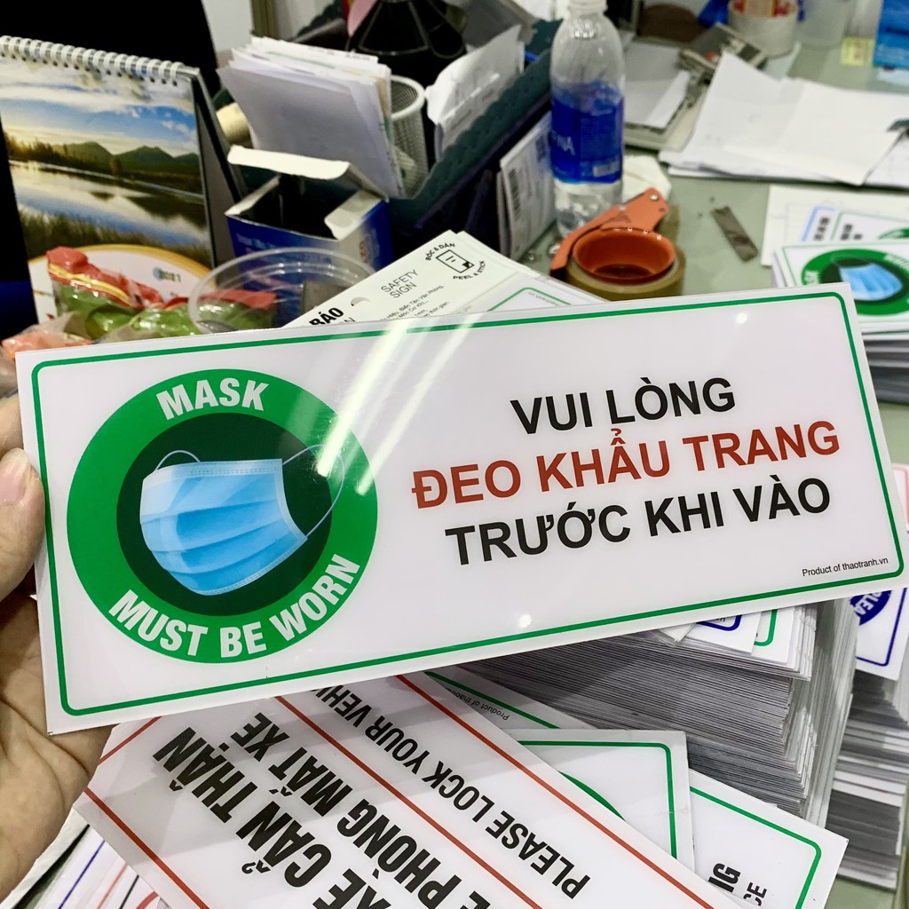 Biển Nhắc Nhở Đeo Khẩu Trang-Decal dán tường, dán kính.