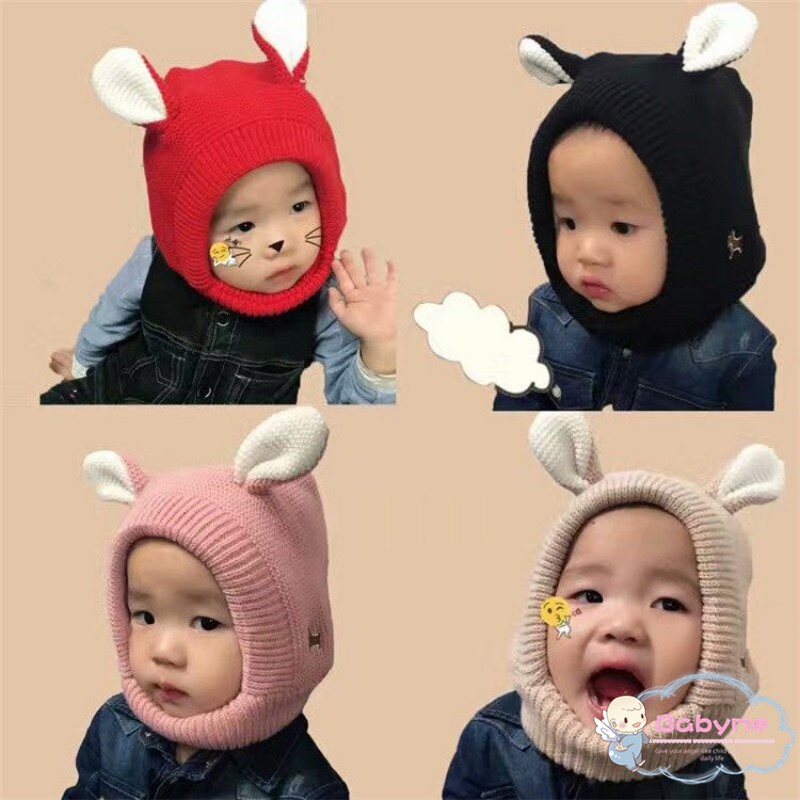 Mũ len hình tai thỏ dễ thương giữ ấm cho bé