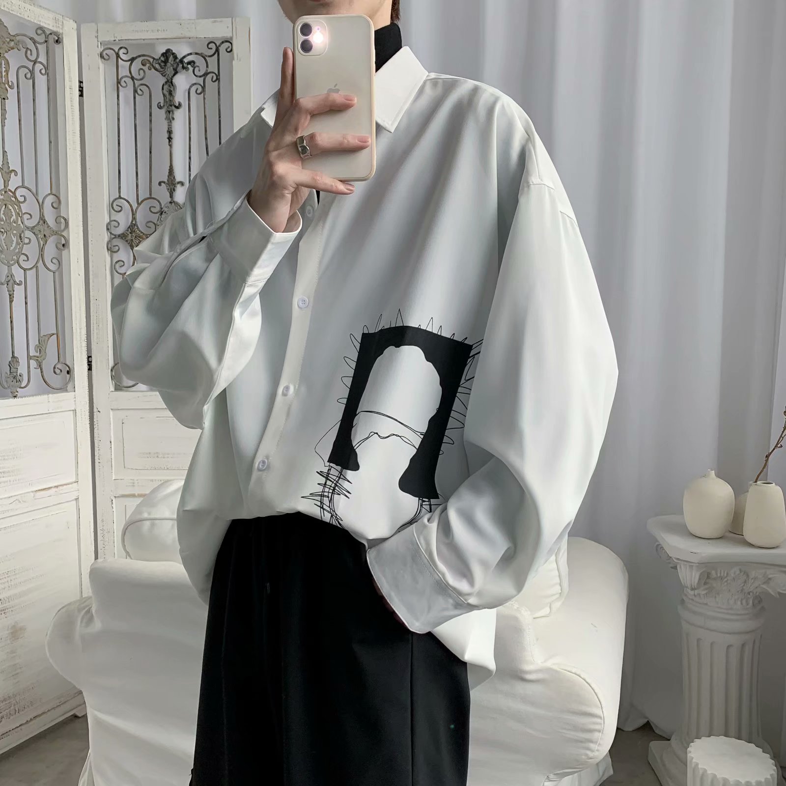 Men's long-sleeved shirt with Korean fashion personality | BigBuy360 - bigbuy360.vn