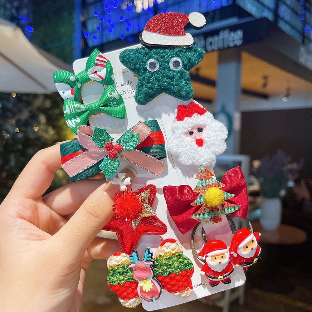 Set 10 Kẹp Tóc Chủ Đề Giáng Sinh Dễ Thương timetunnel