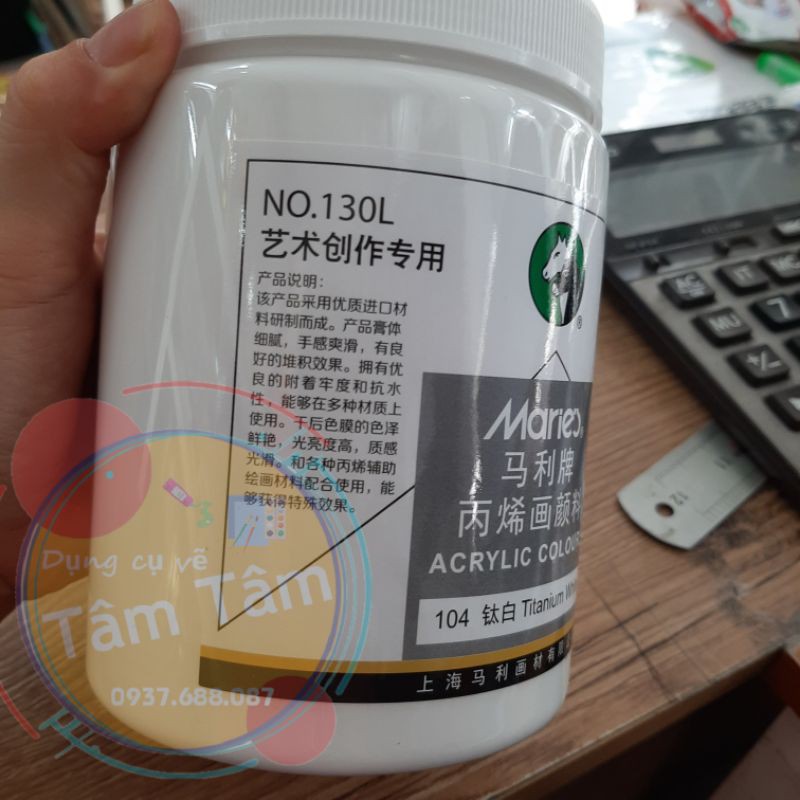 Màu acrylic Maries, Màu Acrylic vẽ tường Trắng 1000ml-Dụng cụ vẽ Tâm Tâm