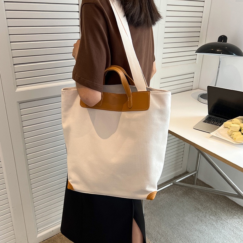 Túi Đeo Vai Vải canvas Dung Tích Lớn Đơn Giản Cho Nữ