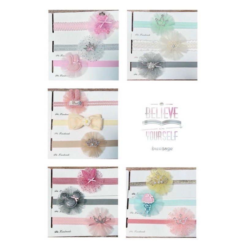 Băng đô cho bé, sét 3 turban nơ đáng yêu đội đầu cho bé gái đội đi chơi du lịch