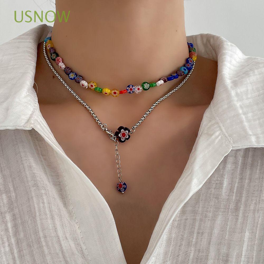 Vòng Cổ Choker Đính Hạt Phối Dây Tua Rua Mặt Hoa Nhỏ Phong Cách Hàn Quốc Thời Trang Y2K