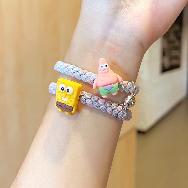 [Cặp Đôi] Vòng Đeo Tay Cặp Đôi Nam Châm Dệt Kim Họa Tiết Hoạt Hình Bọt Biển Cá Tính Kèm Quần Lót Vuông