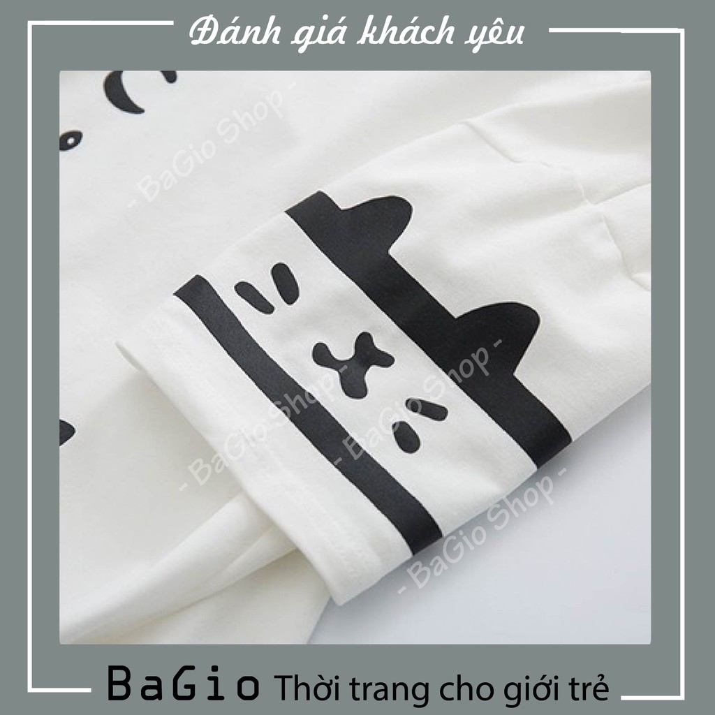 Áo phông hoodie cotton - áo thun unisex tay ngắn mùa hè in hình mèo cún