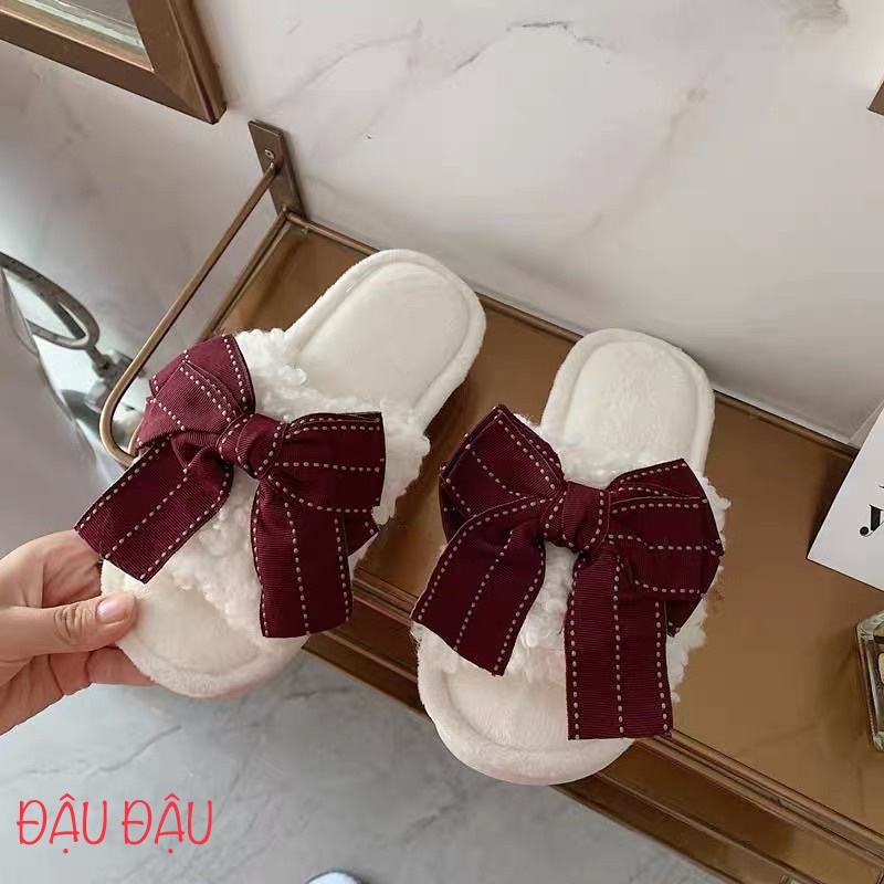 DÉP BÔNG LÔNG CỪU HÌNH NƠ