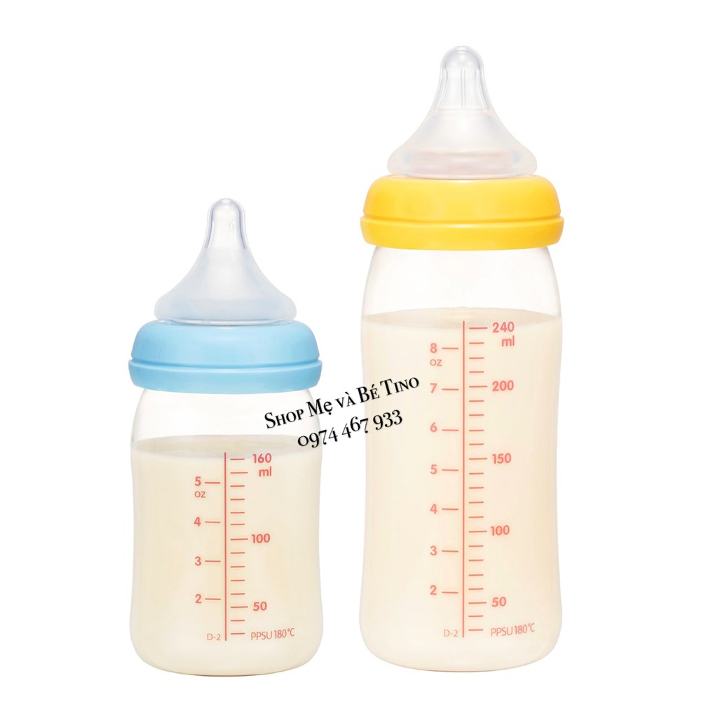 [Limited] Bình sữa Pigeon nội địa Nhật cổ rộng nhựa PPSU 160ml hoặc 240ml Kangaroo & Koala