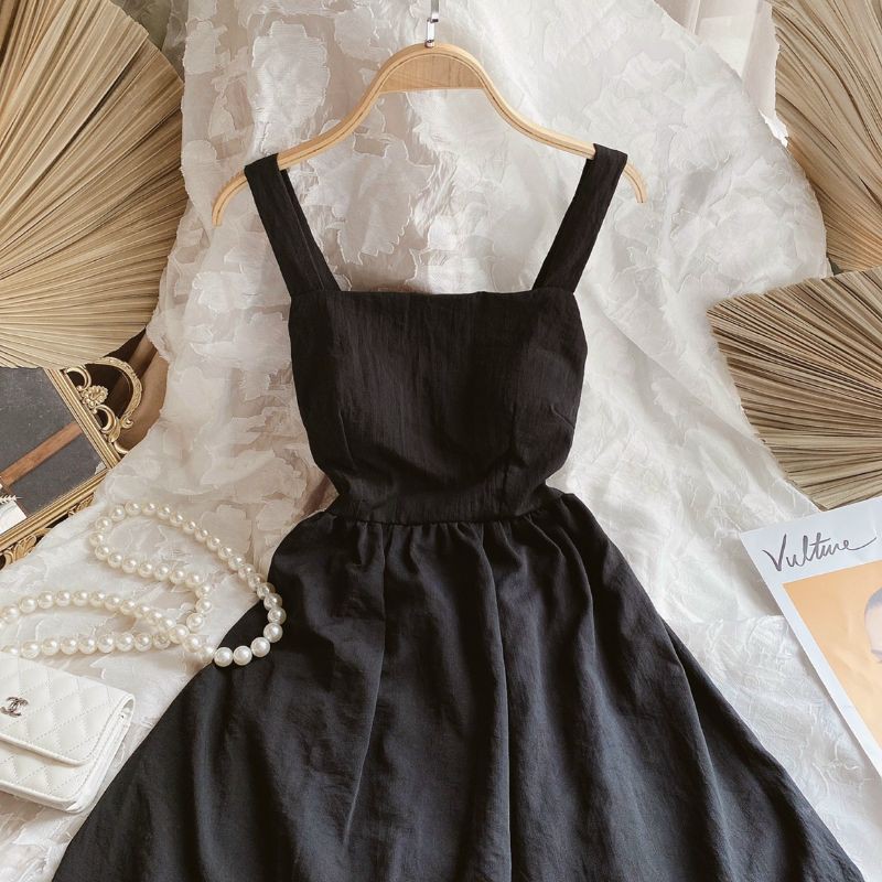 ĐẦM MIDI 2S ĐEN THẮT NƠ LƯNG ĐUÔI CÁ✨