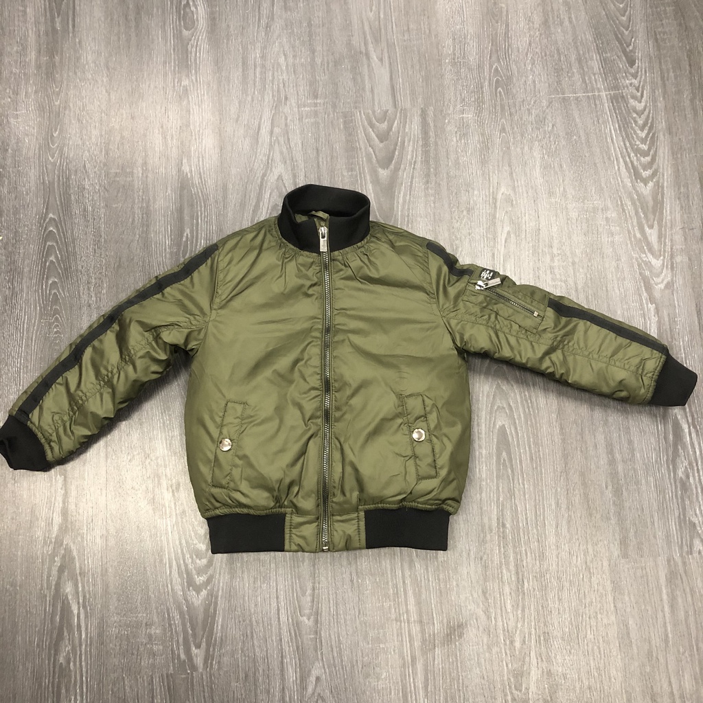 Áo khoác bomber bé trai - Áo bomber phao Zara Vietnam màu rêu cho bé trai size 5-14t