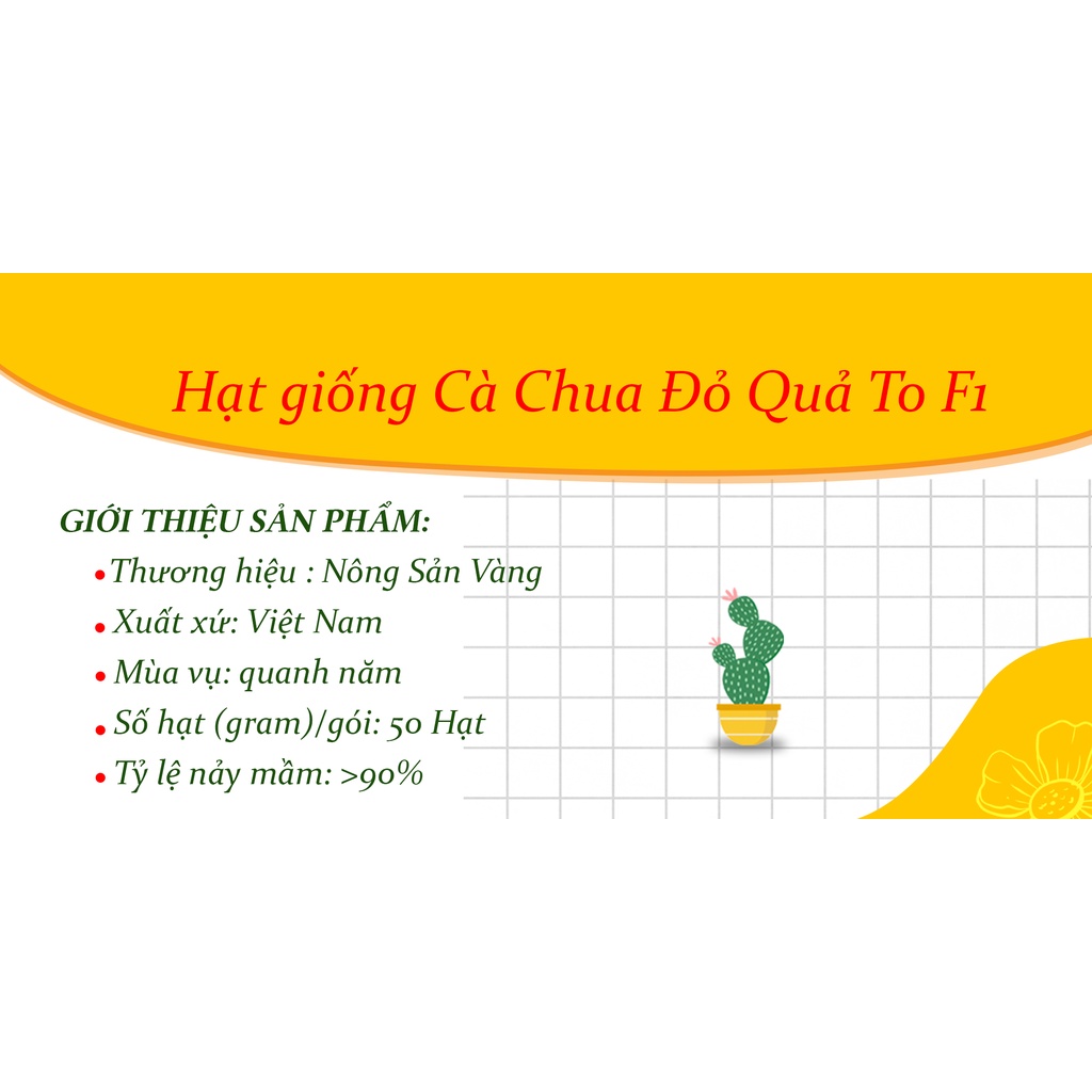 Hạt giống Cà Chua Đỏ Quả To F1 ( Gói 50 Hạt ) - Nông Sản Vàng