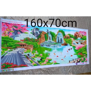 Tranh đính đá thành phẩm phong cảnh 2mx90cm đã đính chưa khung