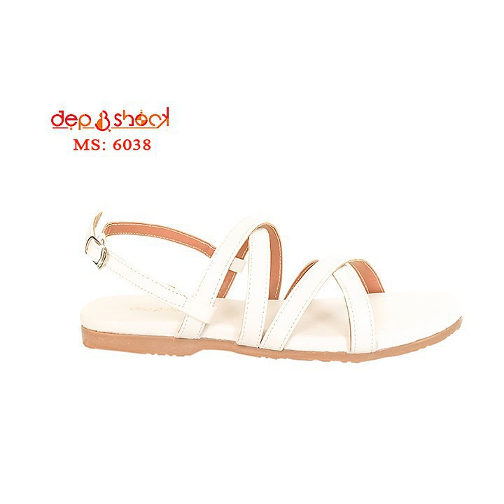 Sandal quai chéo big size thời trang đế bệt MS 6038