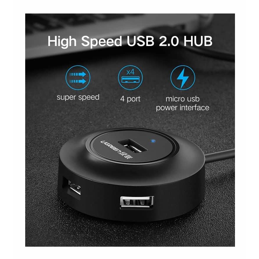Bộ chia Hub USB 2.0 4 cổng, màu trắng Ugreen 20270, 20277
