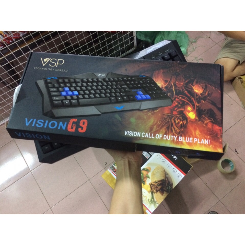 Bàn phím chuyên game vission có nút màu bấm cực nhẹ êm tai