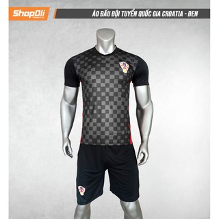 [RẺ VÔ ĐICH] Bộ Quần Áo Thể Thao Bóng Đá Croatia Đen 2021