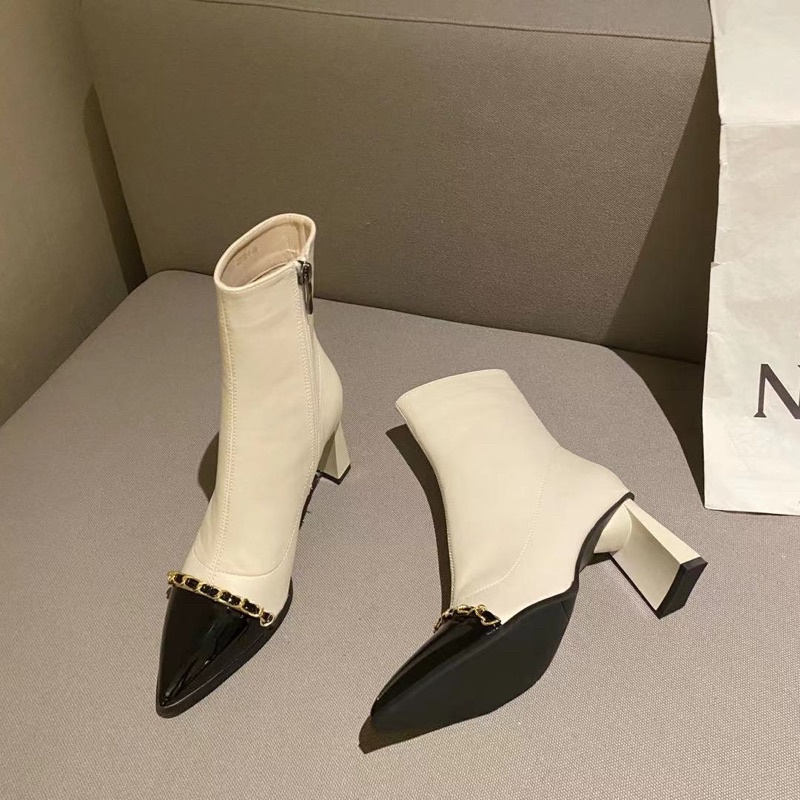 Bốt boot lửng viền xích ngang gót nhọn fullbox hàng quảng châu cao cấp | BigBuy360 - bigbuy360.vn