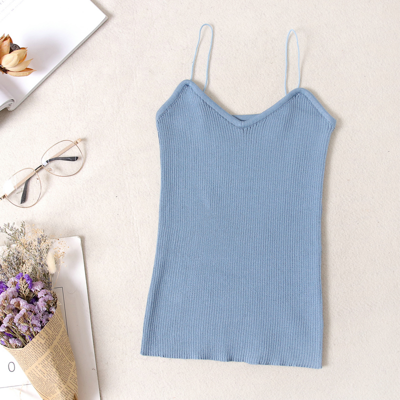 Áo Hai Dây Màu Trơn Đơn Giản Phong Cách Hàn Quốc Cho Nữ