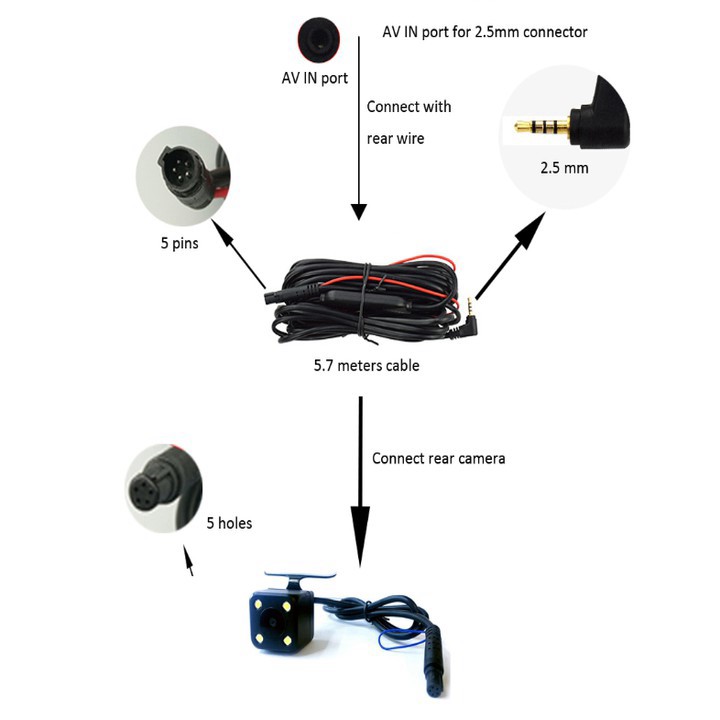 Camera lùi 4 led, chống nước IP67, dài 6m cao cấp CM84-4 | BigBuy360 - bigbuy360.vn