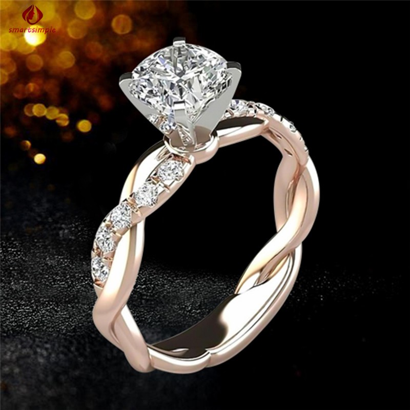 Nhẫn đính đá Zircon đơn giản cho nữ