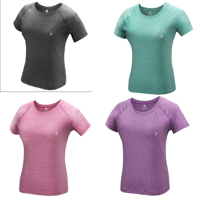 Áo Thun Phông Ngắn Tay Cổ Tròn Sport Thể Thao Nữ DTF (Áo nữ Tập Gym,Yoga - kèm ảnh thật và video shop tự quay)