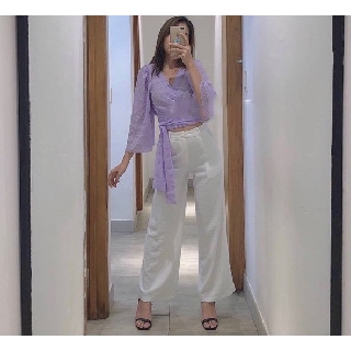 ÁO TÍM CROPTOP ĐẮP CHÉO CỔ BÈO
