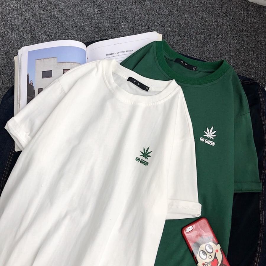 Áo thun unisex dáng rộng Cỏ Go Green cotton hot trend