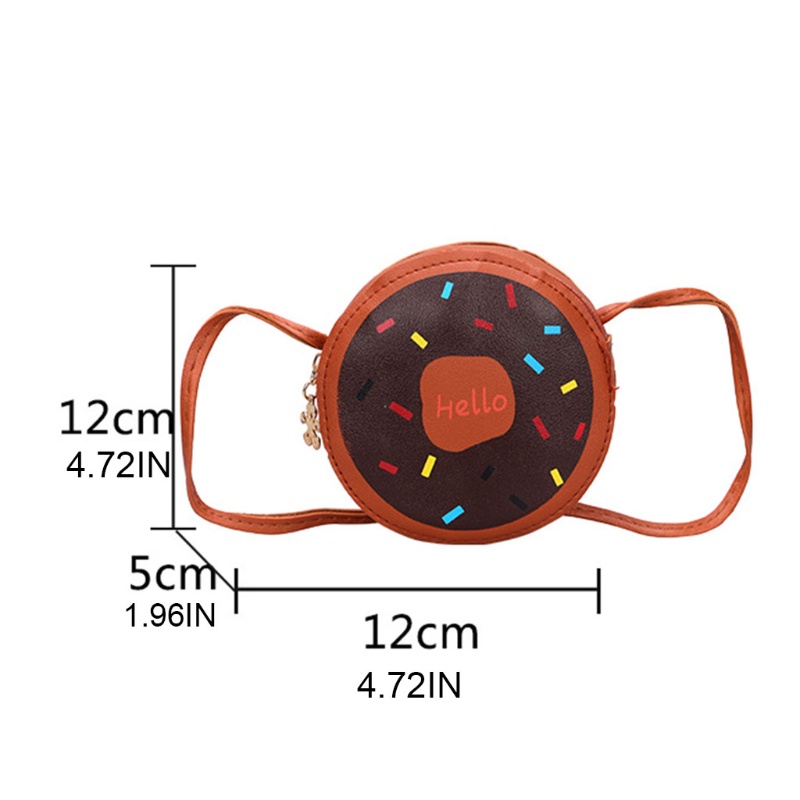 Túi Đeo Chéo Da PU Hình Bánh Donut Đáng Yêu Dành Cho Bé Gái