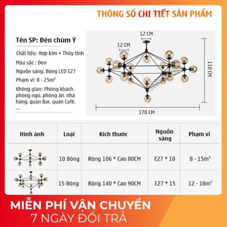 *Bảo hành 12 tháng*Đèn Chùm Phân Tử Ondric 10 bóng - Decor lighting, chùm ý 10 bóng dạng phân tử trang trí phòng khách