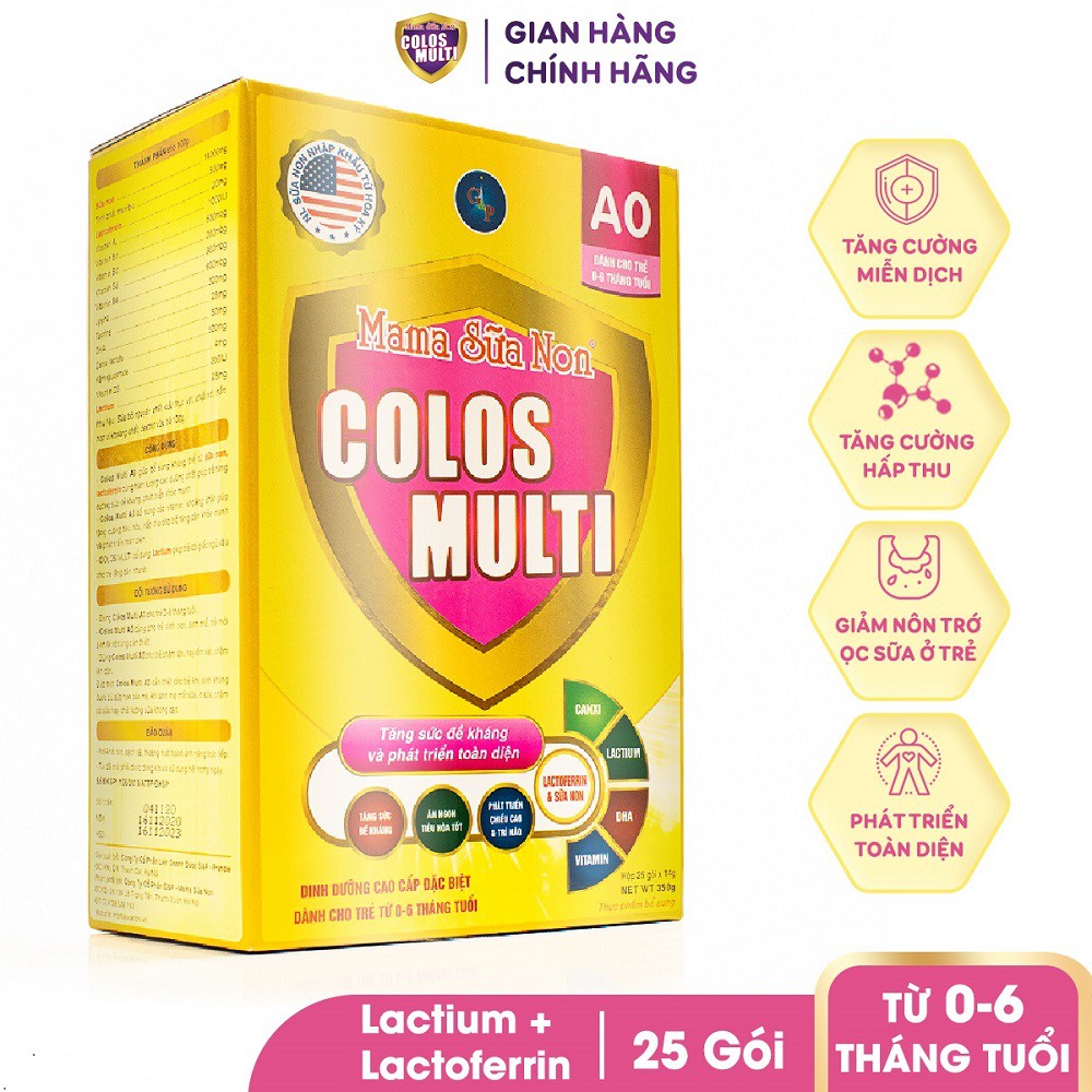 Sữa bột tăng sức đề kháng Mama Sữa Non Colos Multi A0 hộp 25 gói x 14g