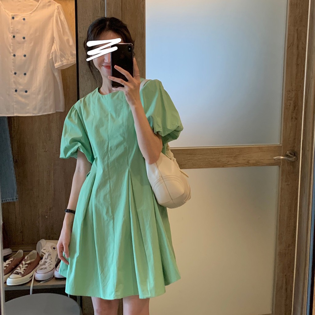Đầm Dáng Rộng Màu Trơn Xếp Ly Thiết Kế Đơn Giản Hợp Thời Trang | BigBuy360 - bigbuy360.vn