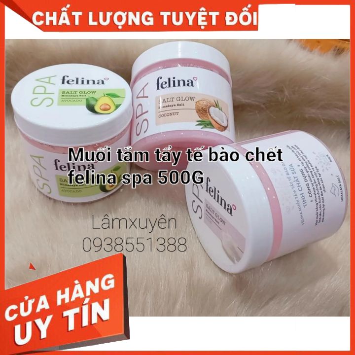 Muối Tắm Tẩy Da Chết Felina Salt Glow 500g BƠ_ SỮA_ DỪA 😍 FREESHIP 😍 tẩy tế bào chết ,làm sạch da, mùi thơm dịu nhẹ ❣️❣️