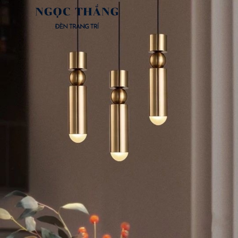 Đèn thả trần hình trụ trang trí phòng khách phòng ngủ bàn ăn quầy bar ánh sáng vàng Led 8W THCN125 Ngọc Thắng